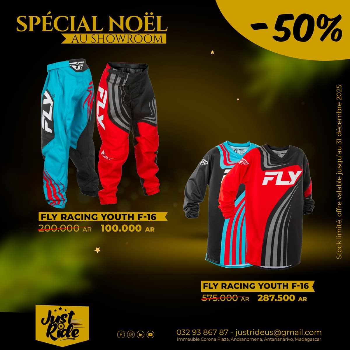 Focus NOEL : FLY RACING YOUTH F-16 (MAILLOT & PANTALON)