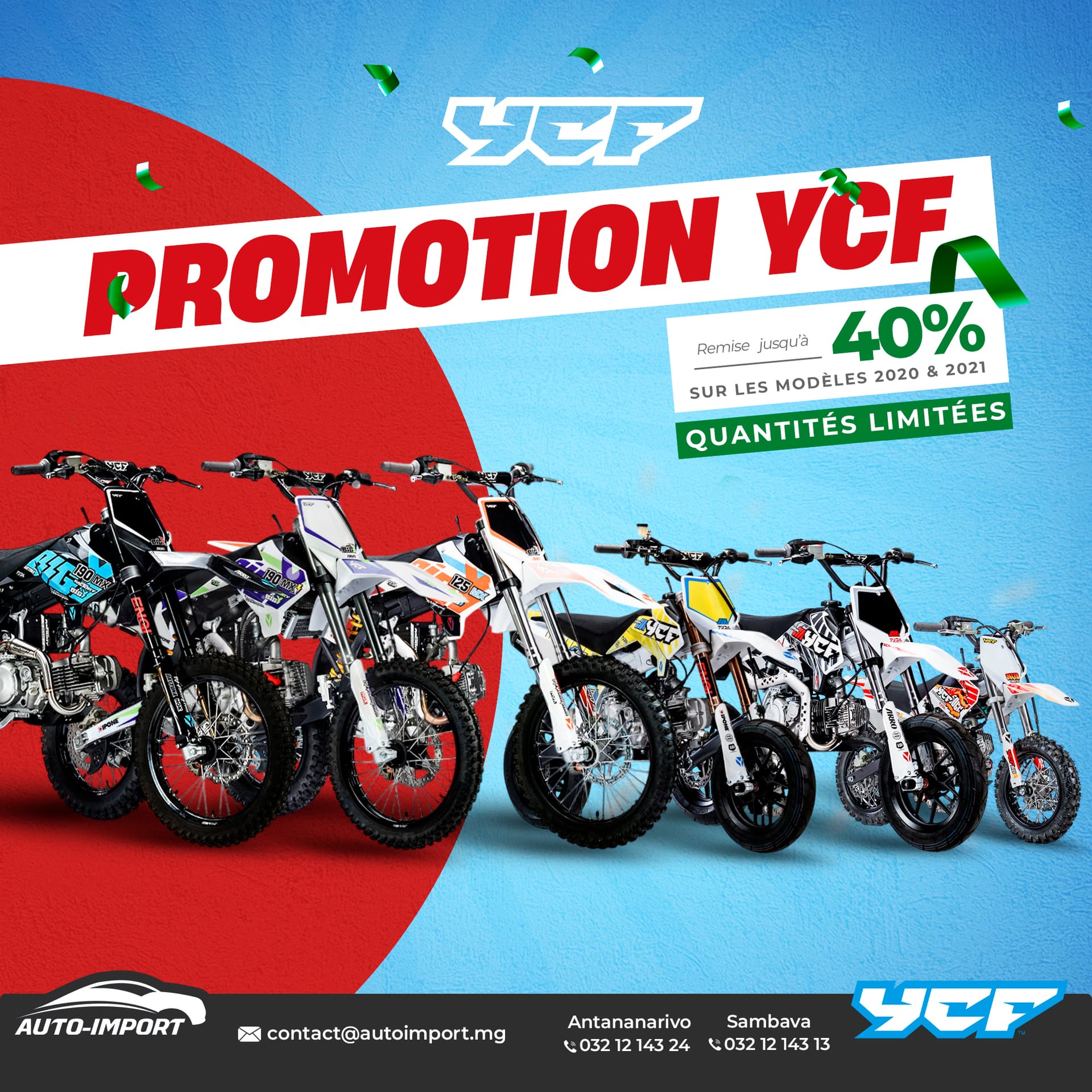 Just Ride actualité / Fête nationale : Jusqu’à -40% sur les motos YCF 2020 & 2021 chez Auto Import Madagascar !
