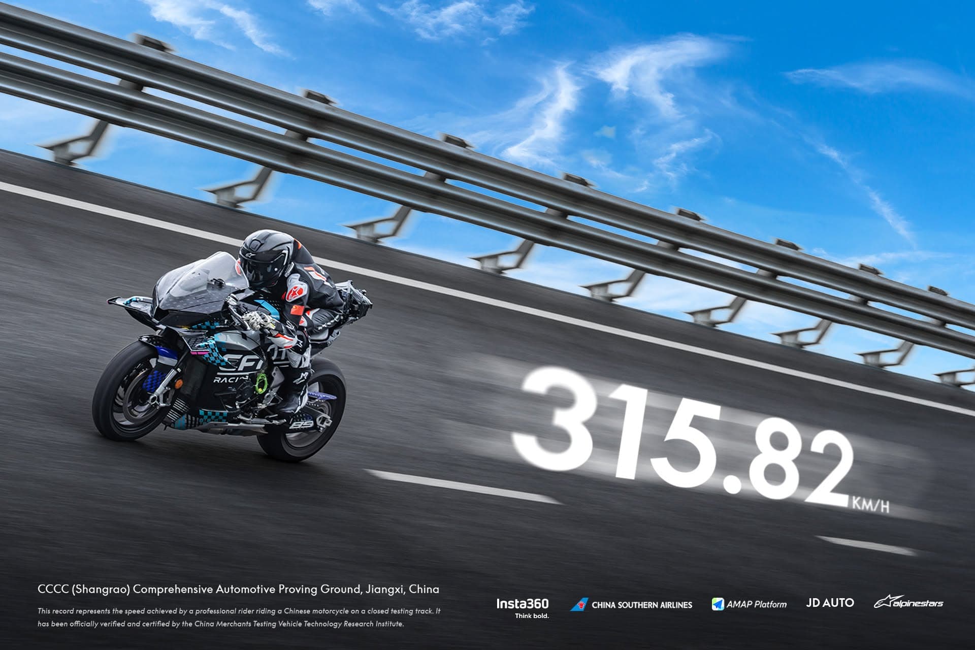 CFMOTO V4 SR-RR : Le prototype brise un record historique à 315,82 km/h !
